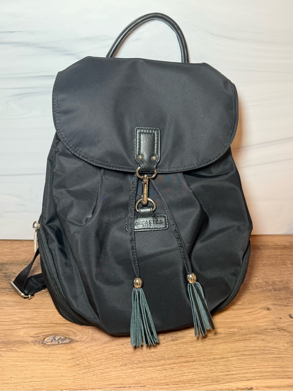 Lancaster Paris Basic Pompon Nylon Backpack Black